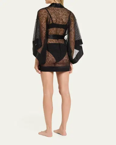 Kiki De Montparnasse Petite Fleur Sheer Lace Kimono Robe | Thumbnail 3 Kiki De Montparnasse Petite Fleur Sheer Lace Kimono Robe | Thumbnail 3