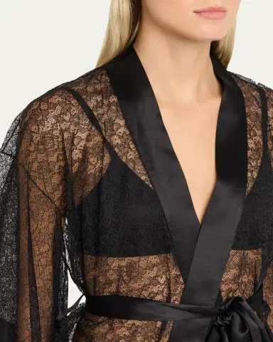 Kiki De Montparnasse Petite Fleur Sheer Lace Kimono Robe | Thumbnail 4 Kiki De Montparnasse Petite Fleur Sheer Lace Kimono Robe | Thumbnail 4