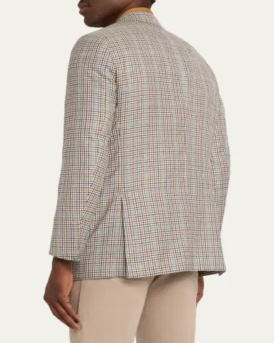 Kiton Men's Cashmere and Silk Multi-Check Deconstructed Sport Coat | Thumbnail 3 Kiton Men's Cashmere and Silk Multi-Check Deconstructed Sport Coat | Thumbnail 3