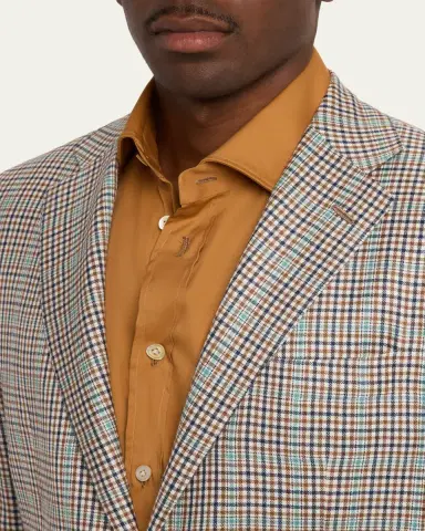 Kiton Men's Cashmere and Silk Multi-Check Deconstructed Sport Coat | Thumbnail 5 Kiton Men's Cashmere and Silk Multi-Check Deconstructed Sport Coat | Thumbnail 5
