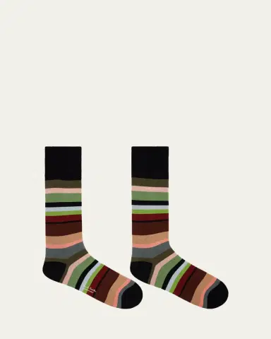 Paul Smith Men's Marek Color-Block Cotton Crew Socks | Thumbnail 2 Paul Smith Men's Marek Color-Block Cotton Crew Socks | Thumbnail 2