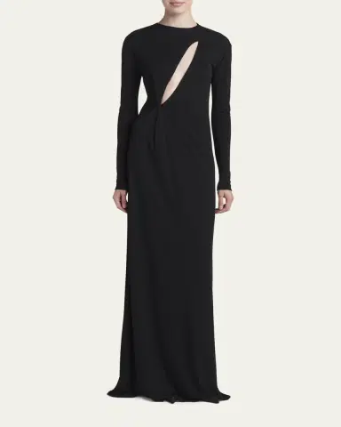 Tom Ford Slash Cutout Long-Sleeve Crepe Jersey Maxi Dress | Thumbnail 2 Tom Ford Slash Cutout Long-Sleeve Crepe Jersey Maxi Dress | Thumbnail 2