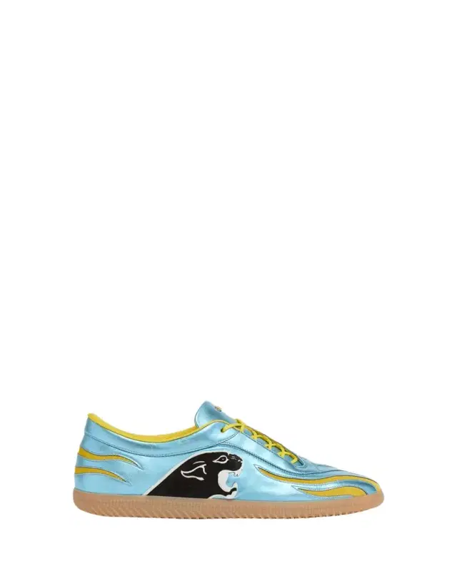 Men's Kicky Asymmetrical Metallic Leather Sneakers Men's Kicky Asymmetrical Metallic Leather Sneakers