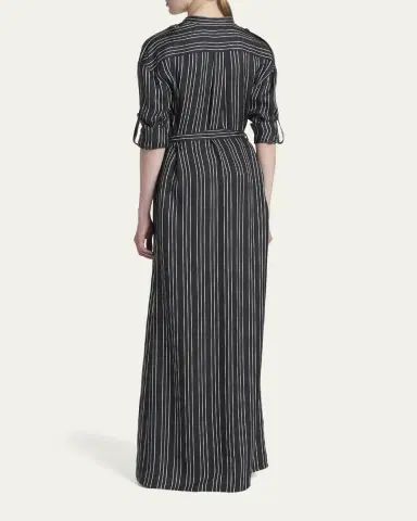 TOM FORD Striped Silk Long-Sleeve Belted Maxi Shirtdress | Thumbnail 3 TOM FORD Striped Silk Long-Sleeve Belted Maxi Shirtdress | Thumbnail 3
