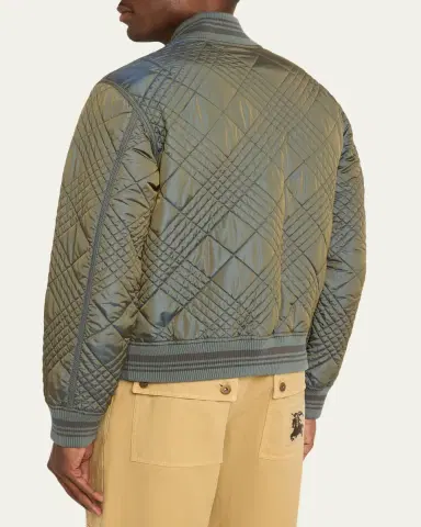 Burberry Men's Rakewood Micro Check-Stitch Bomber Jacket | Thumbnail 3 Burberry Men's Rakewood Micro Check-Stitch Bomber Jacket | Thumbnail 3