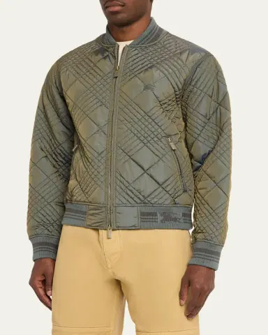Burberry Men's Rakewood Micro Check-Stitch Bomber Jacket | Thumbnail 4 Burberry Men's Rakewood Micro Check-Stitch Bomber Jacket | Thumbnail 4