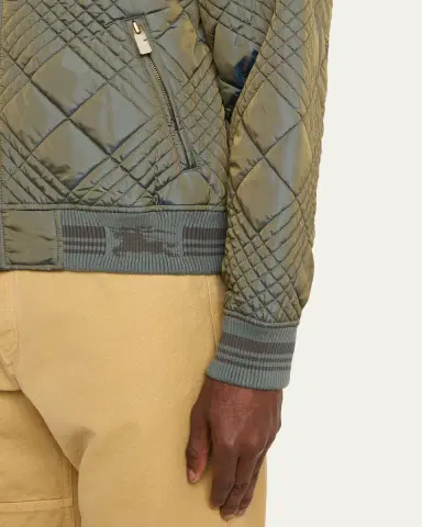 Burberry Men's Rakewood Micro Check-Stitch Bomber Jacket | Thumbnail 5 Burberry Men's Rakewood Micro Check-Stitch Bomber Jacket | Thumbnail 5
