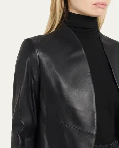 Alice + Olivia New Harvey Leather Open-Front Jacket | Thumbnail 5 Alice + Olivia New Harvey Leather Open-Front Jacket | Thumbnail 5