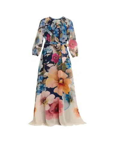 Rickie Freeman for Teri Jon Floral-Print Chiffon Gown | Thumbnail 1 Rickie Freeman for Teri Jon Floral-Print Chiffon Gown | Thumbnail 1
