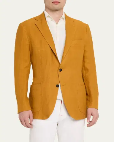 Kiton Men's Exclusive Deconstructed Linen Blazer | Thumbnail 4 Kiton Men's Exclusive Deconstructed Linen Blazer | Thumbnail 4
