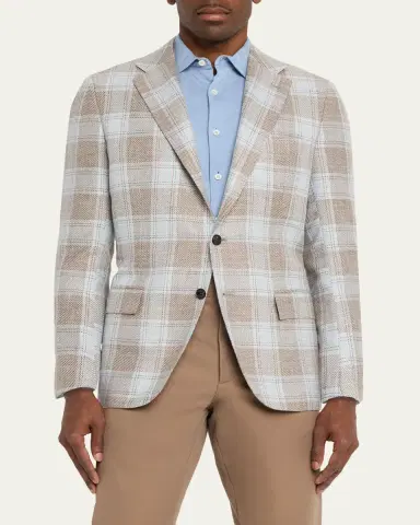 Kiton Men's Cashmere, Wool and Silk Plaid Sport Coat | Thumbnail 4 Kiton Men's Cashmere, Wool and Silk Plaid Sport Coat | Thumbnail 4