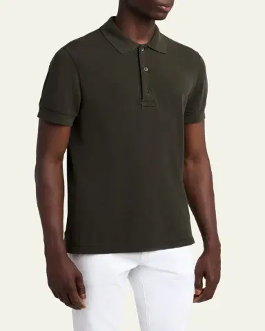 Tom Ford Men's Lyocell Pique Polo Shirt | Thumbnail 4 Tom Ford Men's Lyocell Pique Polo Shirt | Thumbnail 4