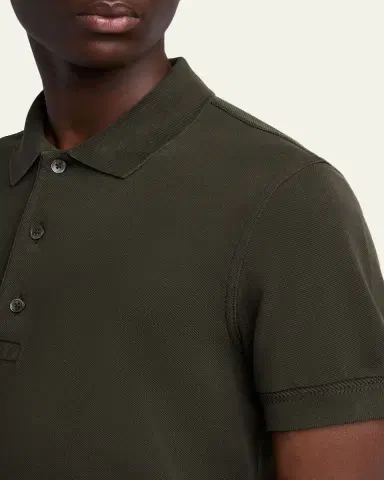 Tom Ford Men's Lyocell Pique Polo Shirt | Thumbnail 5 Tom Ford Men's Lyocell Pique Polo Shirt | Thumbnail 5
