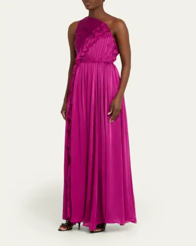 Ulla Johnson Aisha Asymmetric Silk Chiffon Gown | Thumbnail 4 Ulla Johnson Aisha Asymmetric Silk Chiffon Gown | Thumbnail 4