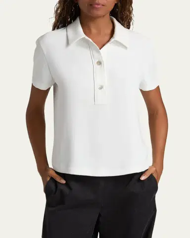 Vince Crepe Short-Sleeve Polo Shirt | Thumbnail 4 Vince Crepe Short-Sleeve Polo Shirt | Thumbnail 4