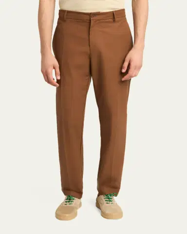 Moncler Men's Cotton Leather-Trim Straight Leg Trousers | Thumbnail 4 Moncler Men's Cotton Leather-Trim Straight Leg Trousers | Thumbnail 4