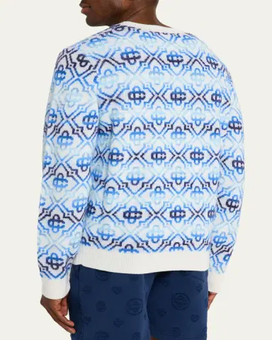 Casablanca Men's Space Dye Monogram Knit Crewneck Sweater | Thumbnail 3 Casablanca Men's Space Dye Monogram Knit Crewneck Sweater | Thumbnail 3