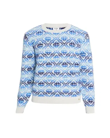 Casablanca Men's Space Dye Monogram Knit Crewneck Sweater | Thumbnail 1 Casablanca Men's Space Dye Monogram Knit Crewneck Sweater | Thumbnail 1