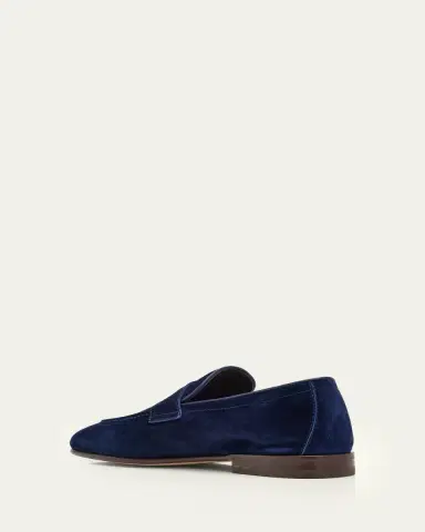 Brunello Cucinelli Men's Leather Apron-Toe Penny Loafers | Thumbnail 2 Brunello Cucinelli Men's Leather Apron-Toe Penny Loafers | Thumbnail 2