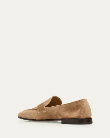 Brunello Cucinelli Men's Leather Apron-Toe Penny Loafers | Thumbnail 2 Brunello Cucinelli Men's Leather Apron-Toe Penny Loafers | Thumbnail 2