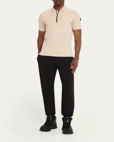 Moncler Men's Logo Cotton Piquet Half-Zip Polo Shirt | Thumbnail 6 Moncler Men's Logo Cotton Piquet Half-Zip Polo Shirt | Thumbnail 6