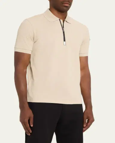Moncler Men's Logo Cotton Piquet Half-Zip Polo Shirt | Thumbnail 8 Moncler Men's Logo Cotton Piquet Half-Zip Polo Shirt | Thumbnail 8