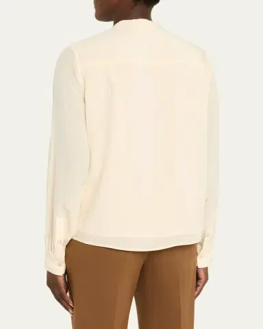 Ulla Johnson Delvine Tie-Neck Button-Front Blouse | Thumbnail 3 Ulla Johnson Delvine Tie-Neck Button-Front Blouse | Thumbnail 3