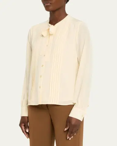Ulla Johnson Delvine Tie-Neck Button-Front Blouse | Thumbnail 4 Ulla Johnson Delvine Tie-Neck Button-Front Blouse | Thumbnail 4