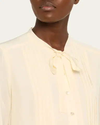 Ulla Johnson Delvine Tie-Neck Button-Front Blouse | Thumbnail 5 Ulla Johnson Delvine Tie-Neck Button-Front Blouse | Thumbnail 5