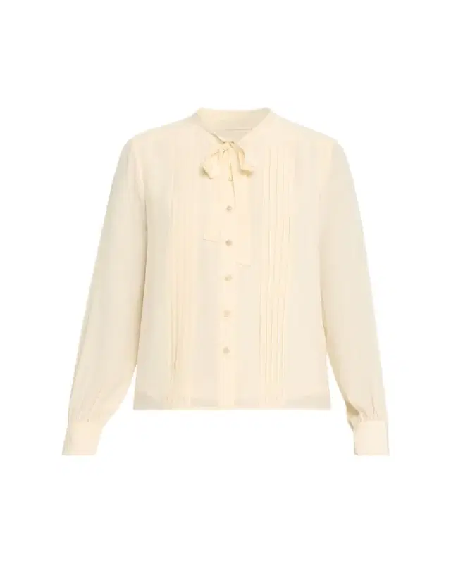 Delvine Tie-Neck Button-Front Blouse Delvine Tie-Neck Button-Front Blouse