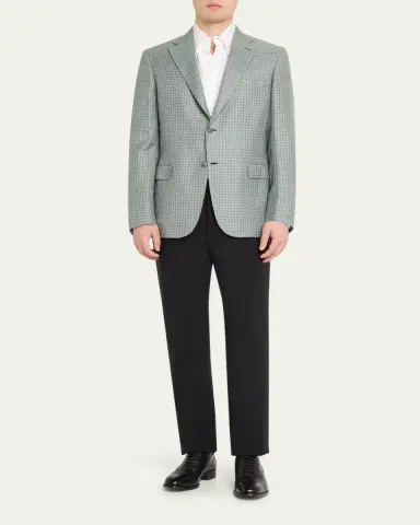 Brioni Men's Ravello Cashmere-Silk Check Blazer | Thumbnail 2 Brioni Men's Ravello Cashmere-Silk Check Blazer | Thumbnail 2