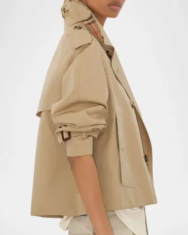 Burberry Haltye Cropped Gabardine Trench Jacket | Thumbnail 3 Burberry Haltye Cropped Gabardine Trench Jacket | Thumbnail 3