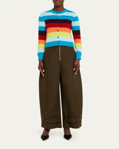 CHRISTOPHER JOHN ROGERS Striped Crop Crewneck Cardigan | Thumbnail 2 CHRISTOPHER JOHN ROGERS Striped Crop Crewneck Cardigan | Thumbnail 2