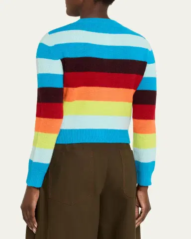 CHRISTOPHER JOHN ROGERS Striped Crop Crewneck Cardigan | Thumbnail 3 CHRISTOPHER JOHN ROGERS Striped Crop Crewneck Cardigan | Thumbnail 3