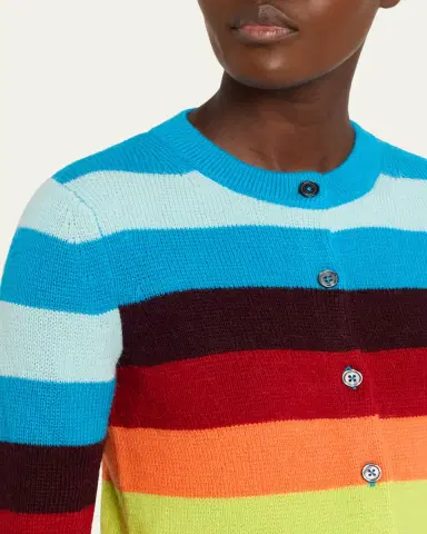 CHRISTOPHER JOHN ROGERS Striped Crop Crewneck Cardigan | Thumbnail 5 CHRISTOPHER JOHN ROGERS Striped Crop Crewneck Cardigan | Thumbnail 5
