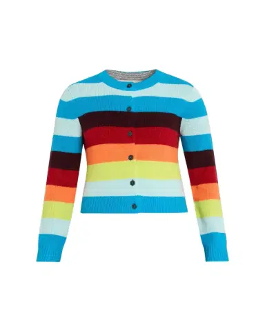CHRISTOPHER JOHN ROGERS Striped Crop Crewneck Cardigan | Thumbnail 1 CHRISTOPHER JOHN ROGERS Striped Crop Crewneck Cardigan | Thumbnail 1