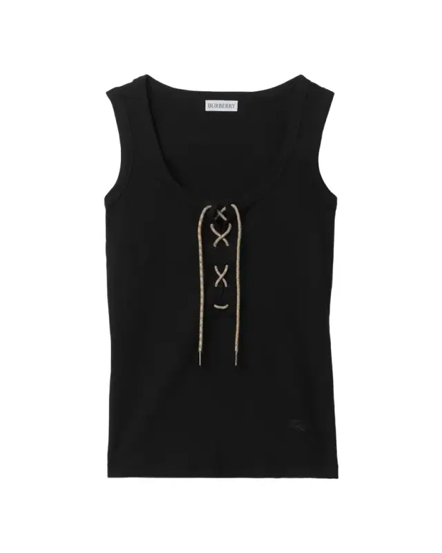 Cleo Lace-Up Ribbed Cotton Tank Top Cleo Lace-Up Ribbed Cotton Tank Top