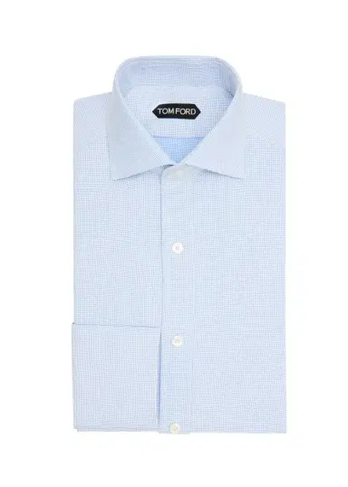 TOM FORD Men's Cotton Woven Micro-Check Dress Shirt | Thumbnail 3 TOM FORD Men's Cotton Woven Micro-Check Dress Shirt | Thumbnail 3