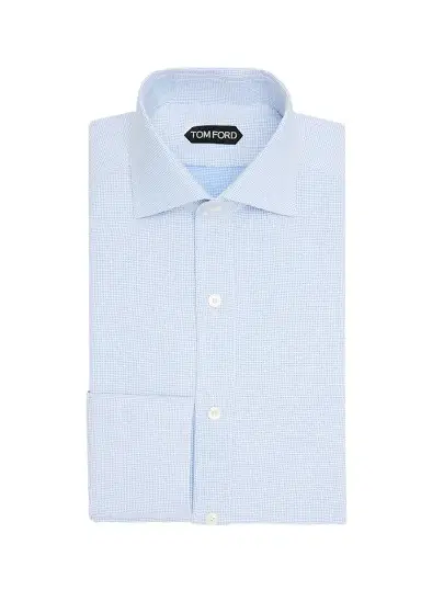 TOM FORD Men's Cotton Woven Micro-Check Dress Shirt | Thumbnail 1 TOM FORD Men's Cotton Woven Micro-Check Dress Shirt | Thumbnail 1