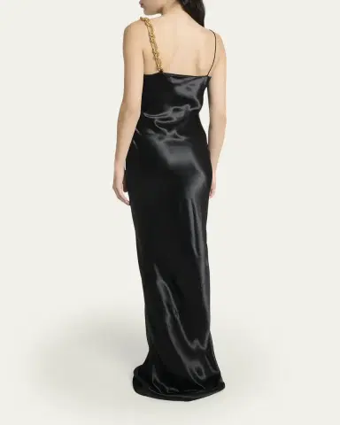 Balmain Cowl-neck Chain-Strap Satin Gown | Thumbnail 3 Balmain Cowl-neck Chain-Strap Satin Gown | Thumbnail 3
