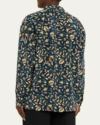 Ulla Johnson Soren Floral Silk Button-Front Shirt | Thumbnail 3 Ulla Johnson Soren Floral Silk Button-Front Shirt | Thumbnail 3