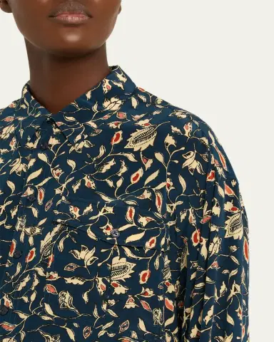 Ulla Johnson Soren Floral Silk Button-Front Shirt | Thumbnail 5 Ulla Johnson Soren Floral Silk Button-Front Shirt | Thumbnail 5