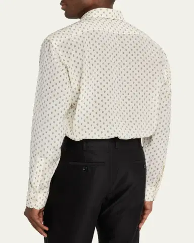 TOM FORD Men's Crepe de Chine Silk Paisley Dress Shirt | Thumbnail 3 TOM FORD Men's Crepe de Chine Silk Paisley Dress Shirt | Thumbnail 3
