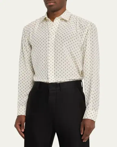 TOM FORD Men's Crepe de Chine Silk Paisley Dress Shirt | Thumbnail 4 TOM FORD Men's Crepe de Chine Silk Paisley Dress Shirt | Thumbnail 4