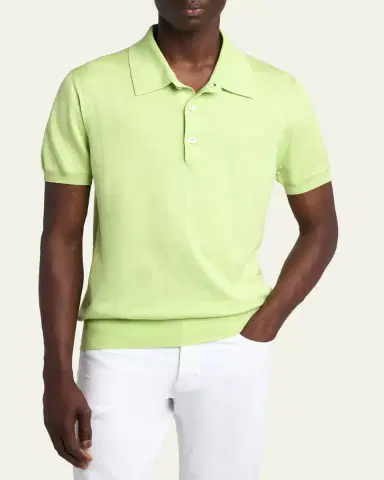 Tom Ford Men's Classic-Fit Cotton Knit Polo Shirt | Thumbnail 4 Tom Ford Men's Classic-Fit Cotton Knit Polo Shirt | Thumbnail 4