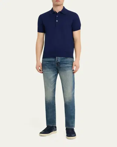 Tom Ford Men's Classic-Fit Cotton Knit Polo Shirt | Thumbnail 6 Tom Ford Men's Classic-Fit Cotton Knit Polo Shirt | Thumbnail 6