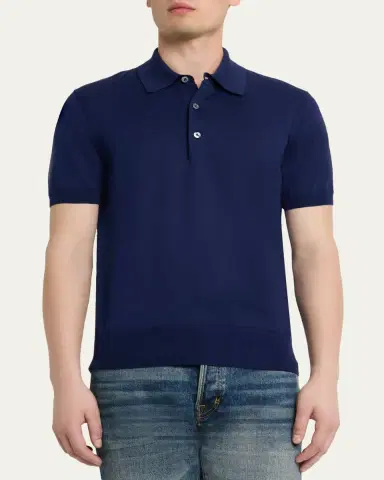 Tom Ford Men's Classic-Fit Cotton Knit Polo Shirt | Thumbnail 8 Tom Ford Men's Classic-Fit Cotton Knit Polo Shirt | Thumbnail 8