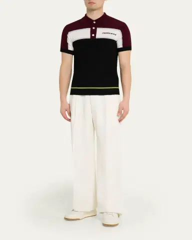 CASABLANCA Men's Stripe Knit Logo Polo Shirt | Thumbnail 2 CASABLANCA Men's Stripe Knit Logo Polo Shirt | Thumbnail 2