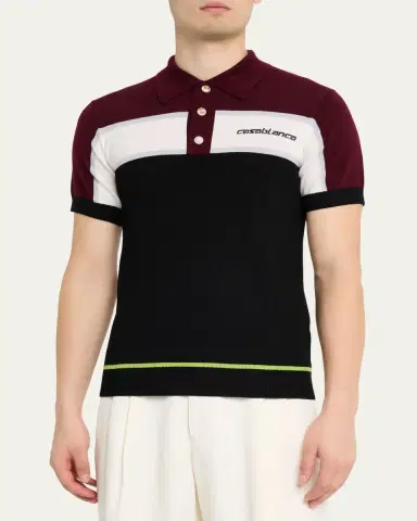 CASABLANCA Men's Stripe Knit Logo Polo Shirt | Thumbnail 4 CASABLANCA Men's Stripe Knit Logo Polo Shirt | Thumbnail 4