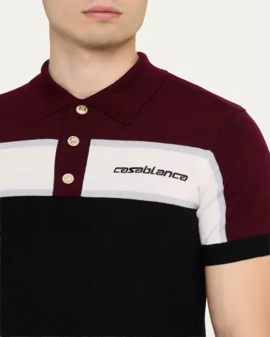CASABLANCA Men's Stripe Knit Logo Polo Shirt | Thumbnail 5 CASABLANCA Men's Stripe Knit Logo Polo Shirt | Thumbnail 5